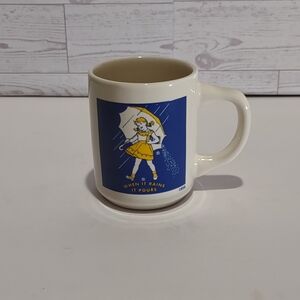 VINTAGE Morton Salt Umbrella Girl 1956 Ceramic Coffee Mug When it Rains It Pours